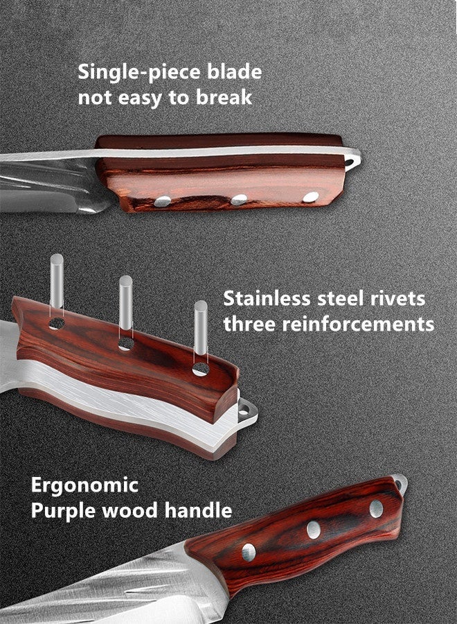 سكين مطبخ سكين طاهٍ مع غمد جلدي، مصنوع من الفولاذ عالي الكربون 5Cr15MoV، مجموعة سكاكين للحوم/الخضراوات والفواكه، سكين تقطيع سكين تقشير سكين فاكهة سكين خبز أو سكين خارجي، سكين مطبخ سكين طاهٍ - Image 4